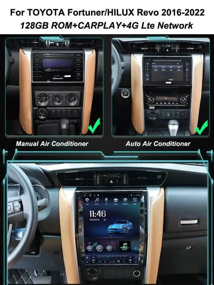 Android 14 GPS Navigation Carplay Radio For TOYOTA Fortuner HILUX Revo 2016 2017 2018 2019 2020 2021 2022 Player DSP Bluetooth