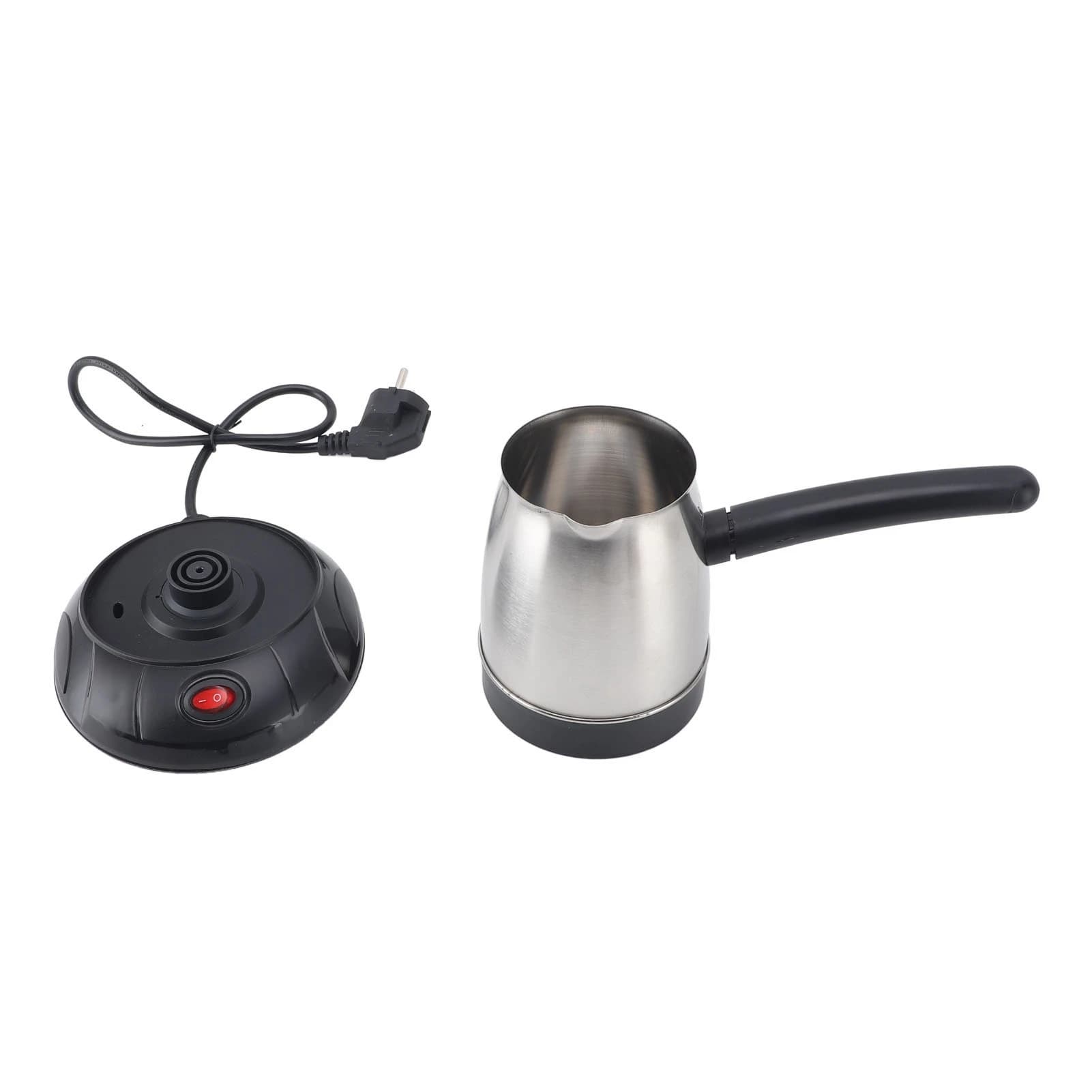 Turkish Coffee Maker Pot Long Removable Handle Stainless Steel Electric Coffee Kettle for Tea Milk 500ml