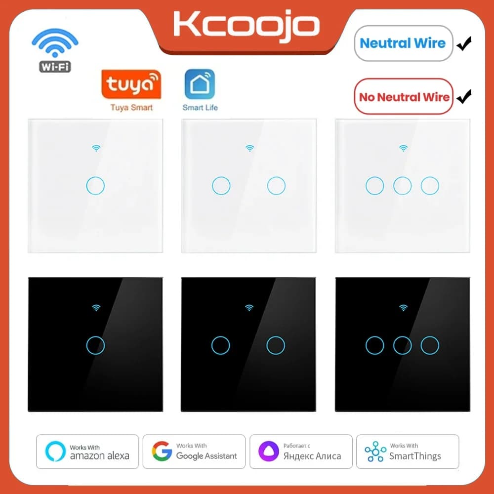 Tuya Wifi UE Interruttori Intelligenti 1/2/3/4Gang Touch Interruttore Della Luce Sensore A Parete 433 mhz Interruttori RF Vita Intelligente per Alexa Google Casa Alice