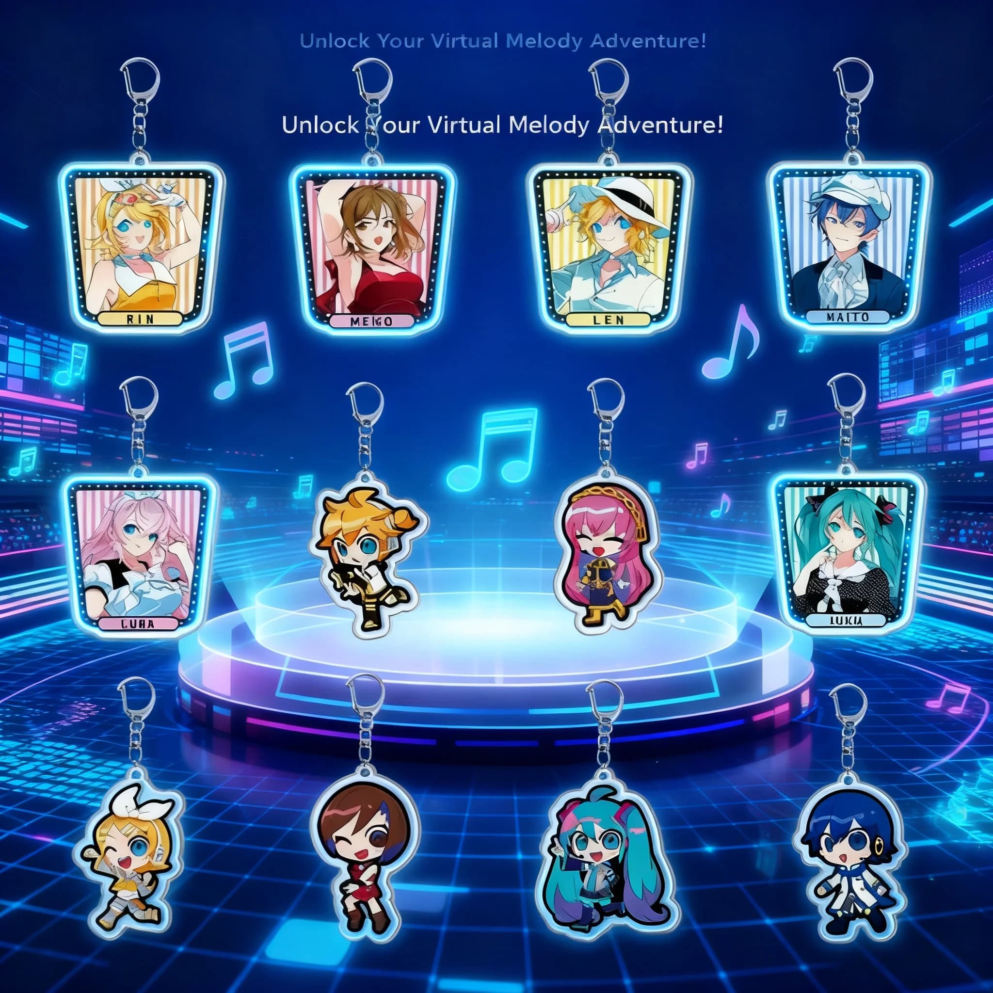 Portachiavi in Acrilico Bifacciale di Hatsune Miku, Ciondolo per Zaino di Kagamine Rin Len, Regalo da Collezione per Fan