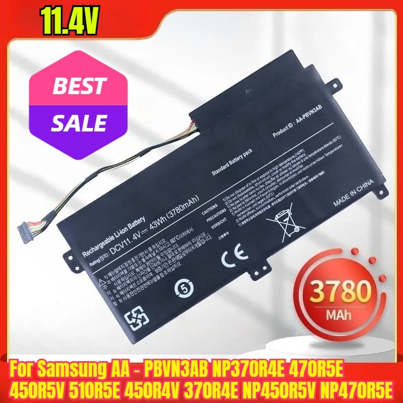 11.4V 3780mAh Laptop Batteries for Samsung AA - PBVN3AB NP370R4E 470R5E 450R5V 510R5E 450R4V 370R4E NP450R5V NP470R5E
