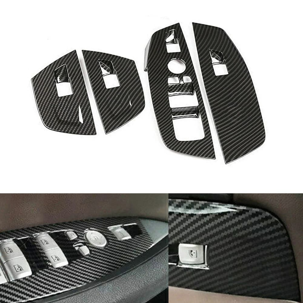 4pcs Auto Porta Finestra Ascensore Interruttore di Controllo Pannello di Copertura Trim per BMW X3 X4 G01 G02 2018 2019 2020 2021 ABS In Fibra di Carbonio