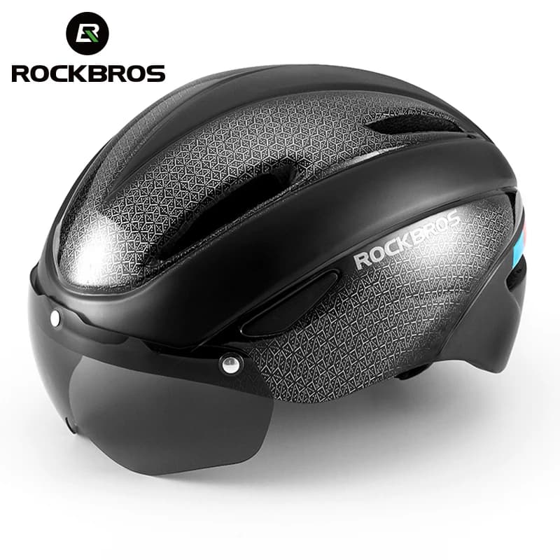 ROCKBROS Bicycle Helmet Aero Cycling Helmet Integrally-molded Bike Helmet Men Women Goggles Lens MTB Road Cycling Equipment