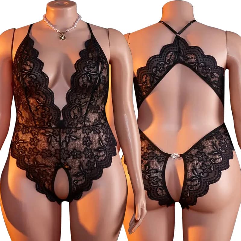 Hot Erotic Underwear For Women Lace Open Bra Set Sexy Costumes Transparent Crotchless Baby Doll Dress Female Sexy Lingerie Sets