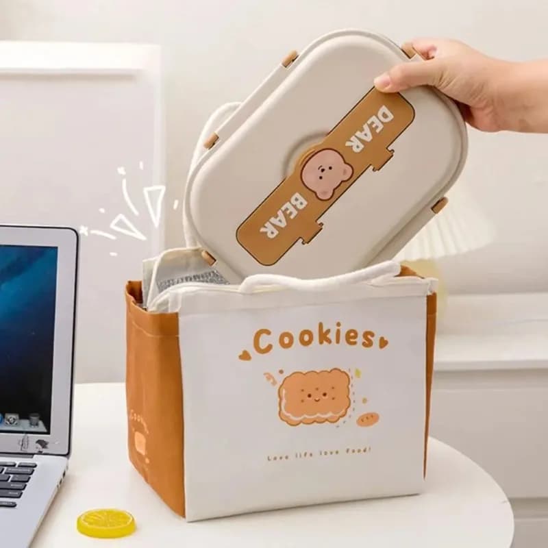 Simpatiche borse per il pranzo termiche per donne Ragazza Bambini Kawaii Scatola per il pranzo portatile Accessori Borsa tote Grandi borse per la conservazione degli alimenti