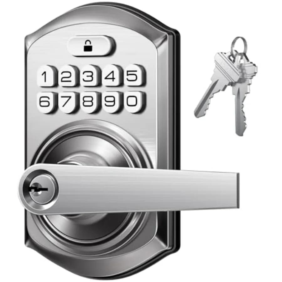 TE004 Serratura Elettronica con Tastierino e Maniglia - Chiusura Digitale Intelligente per Porte Interne con Funzione Anti-Spionaggio e Blocco Automatico