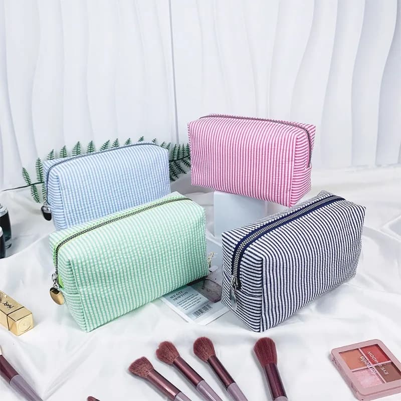 Borsa per il Trucco con Volant per Donne, Pochette da Viaggio con Cerniera per Signore