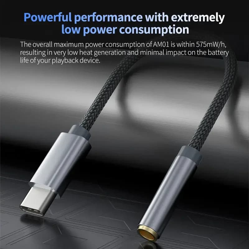 Adattatore audio KZ AM01 da Type-C a 3,5 mm 32bit/384kHz Hi-Fi DAC + amplificatore IC a doppio chip, cavo audio per auricolari