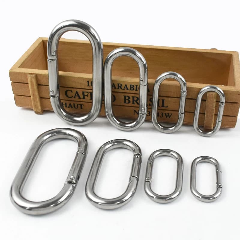 5/10 Pezzi Moschettoni Ovali a Molla in Acciaio Inossidabile 304 da 40/50/65/80mm, Clip per Collare Cane, Gancio ad Anello, Accessori Hardware