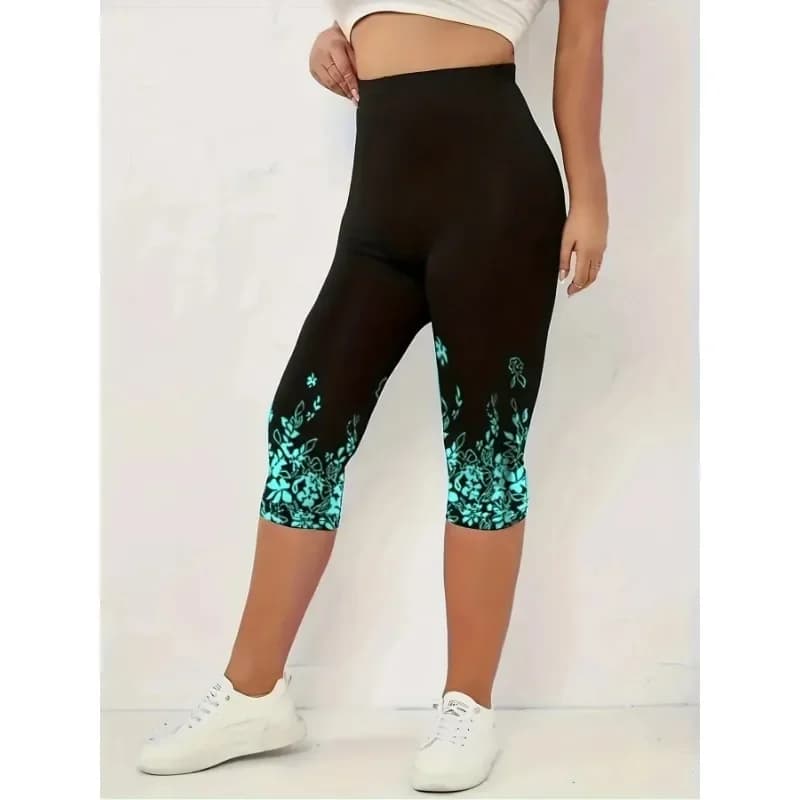 Leggings capri slim fit casual da donna S-XXL Leggings capri skinny leggermente elasticizzati con stampa floreale alla moda da donna