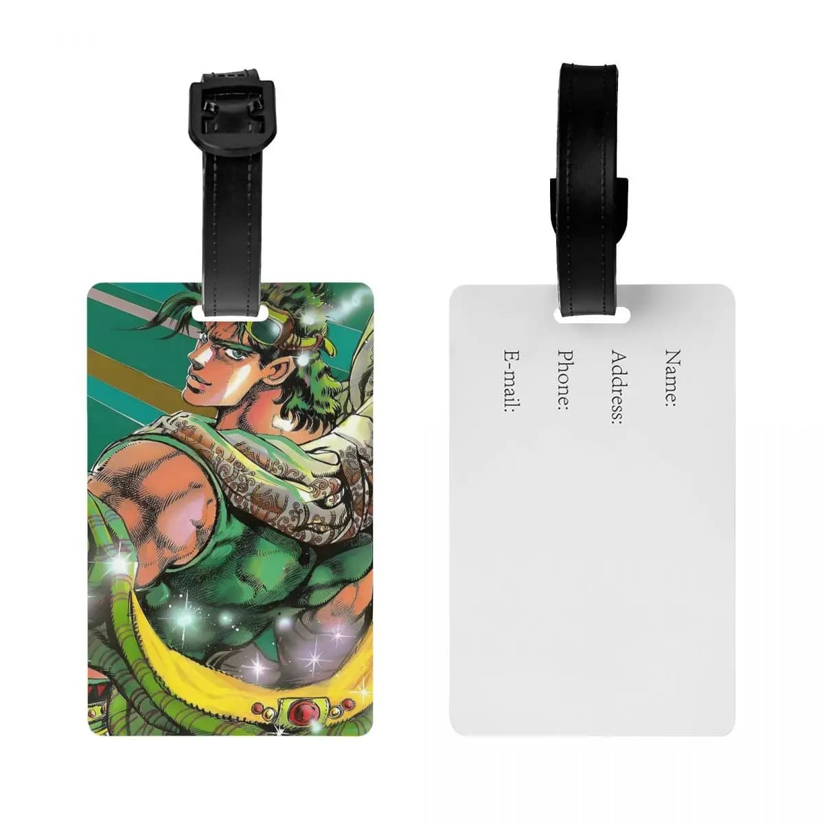 Etichette per Bagagli di Jojo Bizarre Adventure Joseph Joestar, Targhette Identificative per Valigie e Bagagli da Viaggio con Nome e Indirizzo
