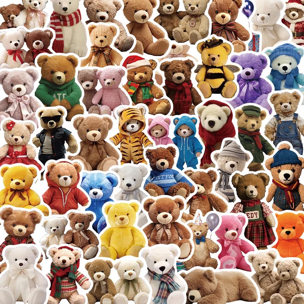 50/100PCS Peluche Orso Graffiti Adesivi Classici Per Bambini Adesivo Scatola di Cancelleria Libro Immagine Cornice Tazza di Acqua Chitarra Adesivo FAI DA TE