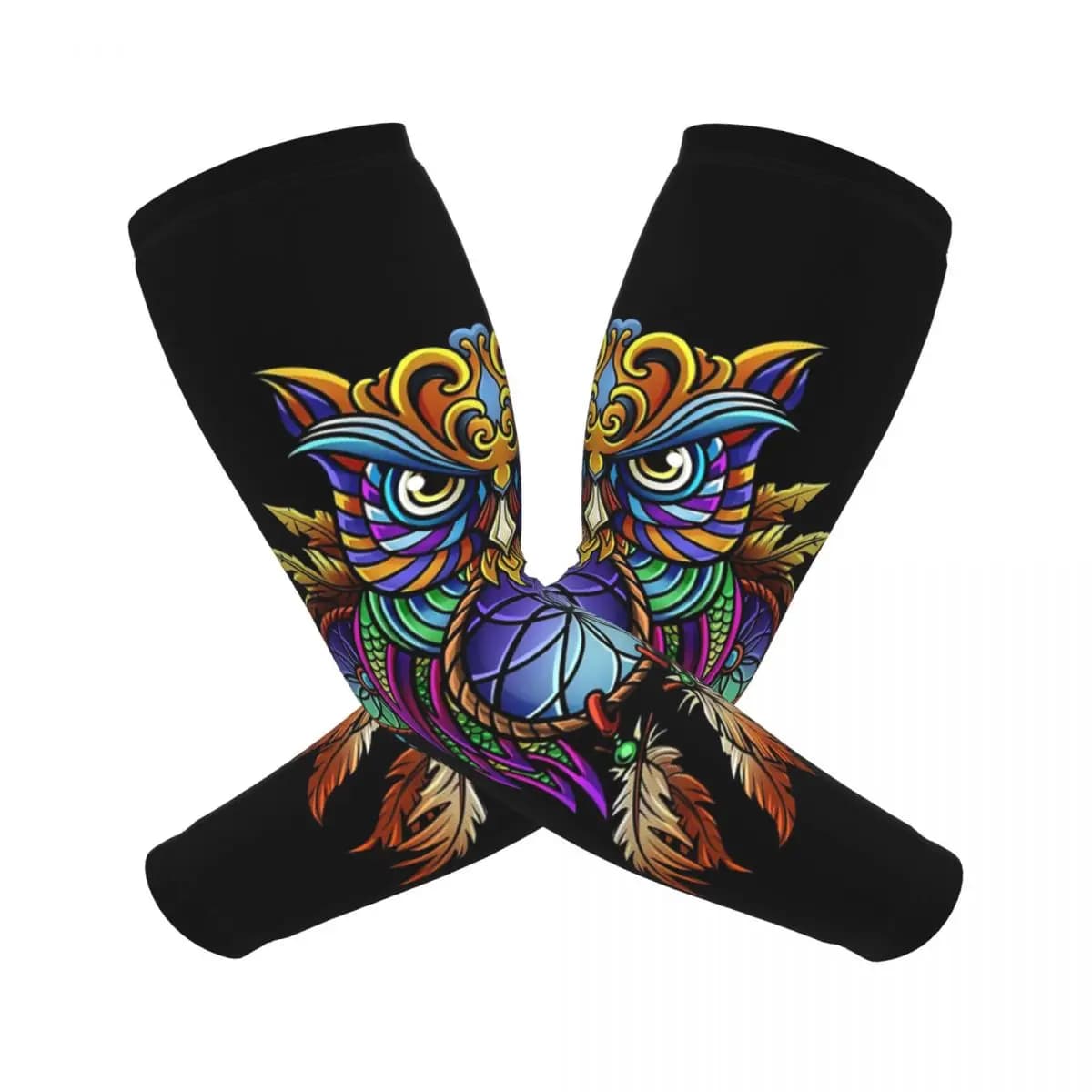 Dreamcatcher Owl Arm Sleeves Men Women Sun UV Protection Tattoo Cover Up Sports Cooling Cycling