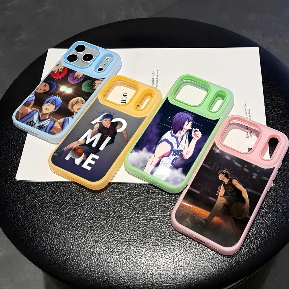 Kuroko No Basket Anime Aomine Daiki Phone Case 2-in-1 Detachable Clear with Card Holder for iPhone 12-17 Soft Multi-Color