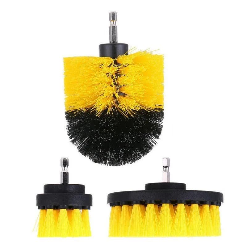 3Pcs Nylon Round Cleaning Brush Set for Electric Drill High-Density Bristle Carpet and Glass Cleaning Tool Kit For Bathroom