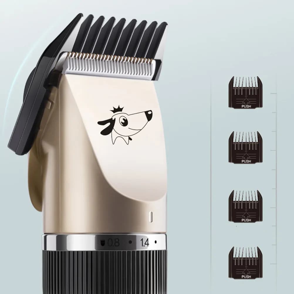 Set 4 Pezzi Tosatrice Elettrica Professionale per Animali Domestici, Tosatore per Cani Ricaricabile USB, Silenzioso a Bassa Vibrazione, Strumento per Toelettatura Gatti Regolabile