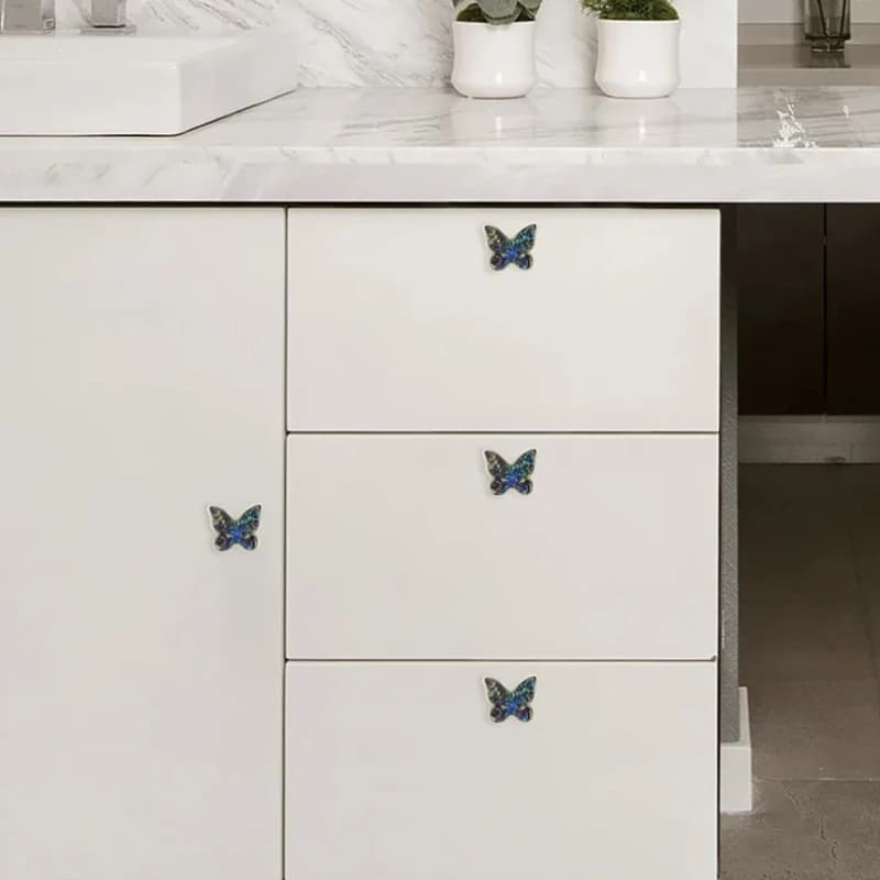 Maniglie per cassetti, mobili, maniglie da cucina, per pomello dell'armadio, porta, cassetto, forma a farfalla, in lega di zinco