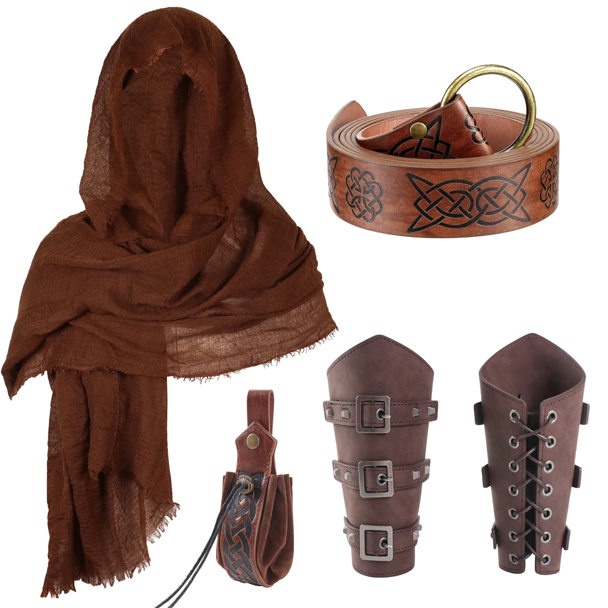 5 pezzi cosplay medievale rinascimentale marsupio celtico vichingo portamonete steampunk borsa con coulisse per uomo donna Larp Cosplay