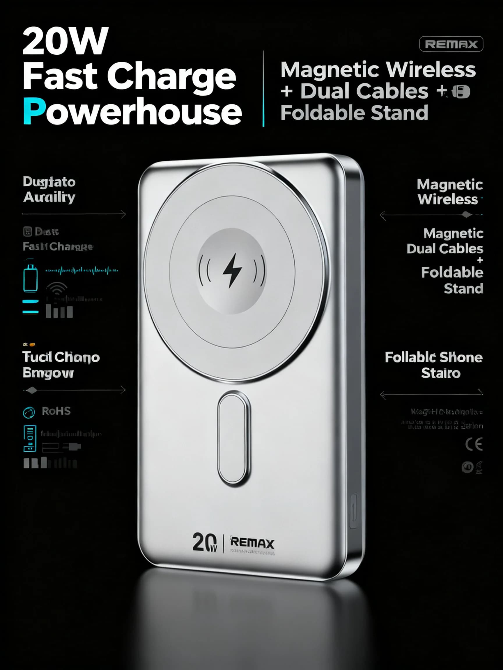 Power Bank Magnetico Wireless Certificato CCC 10000mAh 5000mAh Batteria di Riserva Ricarica Rapida Batteria Esterna Portatile