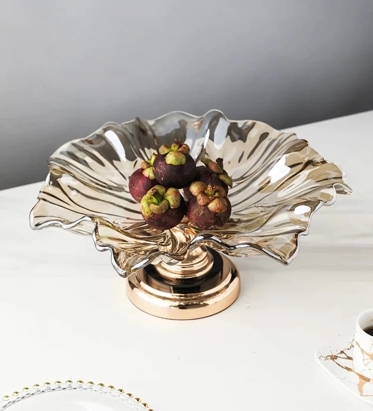 Piatto da frutta in cristallo, piatto da frutta per tavolino da salotto, piatto portaoggetti per caramelle e frutta secca, decorazione per la casa