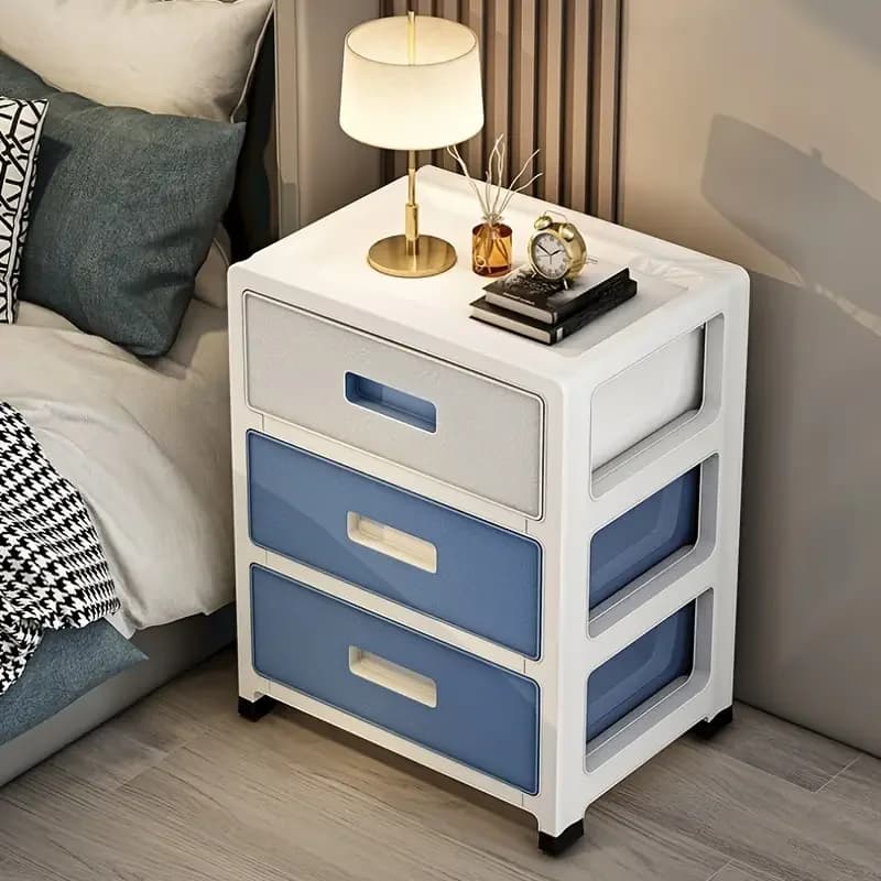 Modern Minimalist Style Bedside Table - a Portable Storage Rack That Saves Space, Equipped with 3 Drawers, Suitable for Bedrooms and Living Rooms. Simple Style, Suitable for Storing Clothes and Various Items in the Living Room.
