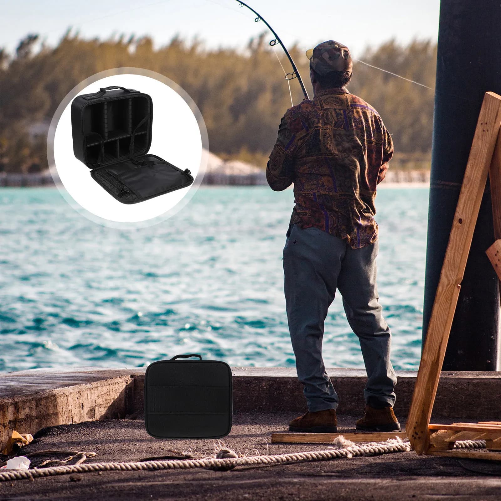 Borsa Professionale Impermeabile per Attrezzatura da Pesca in Tessuto Oxford, Resistente, con Doppia Cerniera e Cinghie Imbottite Antiscivolo