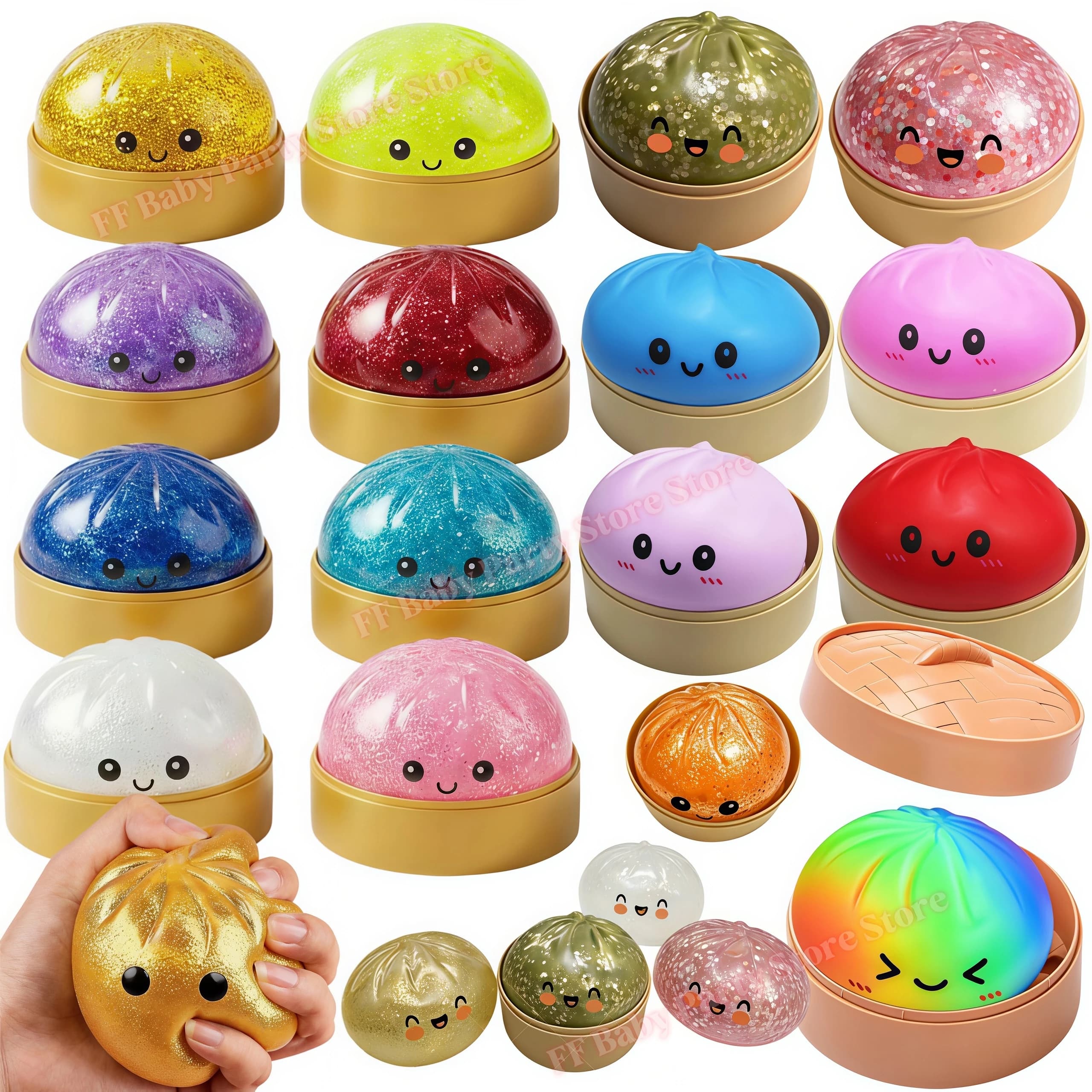Simulation Flash Dumpling Pressure Ball Rebound Soft Pinch Decompression ASMR Fidget Toy Office Home Decor Kids Birthday Gifts