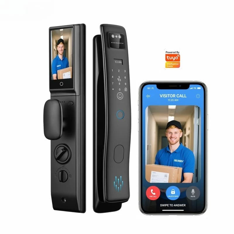 Factory Price 3D Face Recognition Tuya Wifi Camera Cerradura with Video Intercom Digital Fingerprint Smart Keyless Door Lock