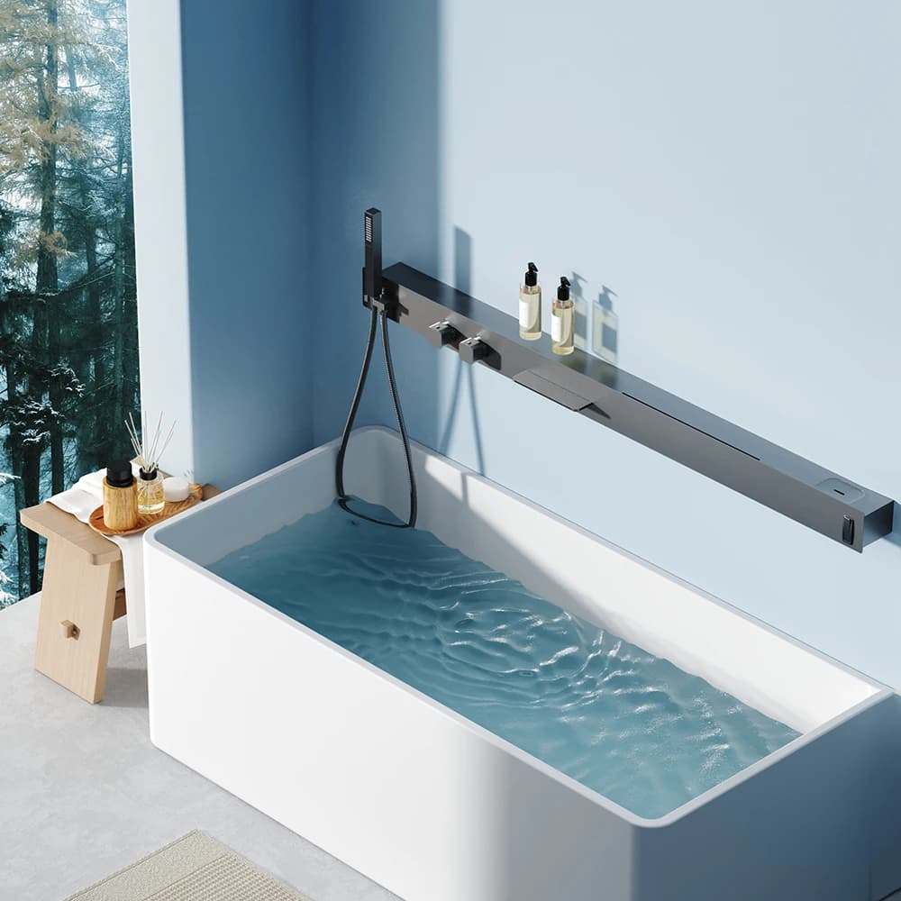 Relextime Rack di stoccaggio Extra lungo portasciugamani sistema di bagno a parete rubinetto a cascata pannello integrato