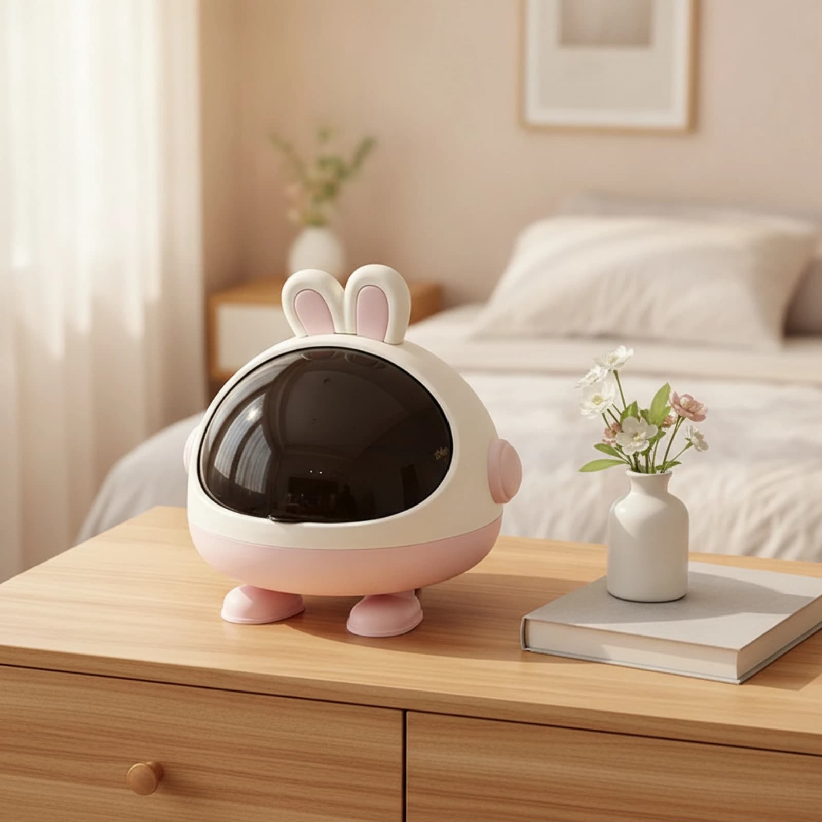Rabbit Storage Box Cute Bunny Organizer Cartoon Storage Box with Flip-Top Kawaii Desk Organizer with Lid Decorative for Girls