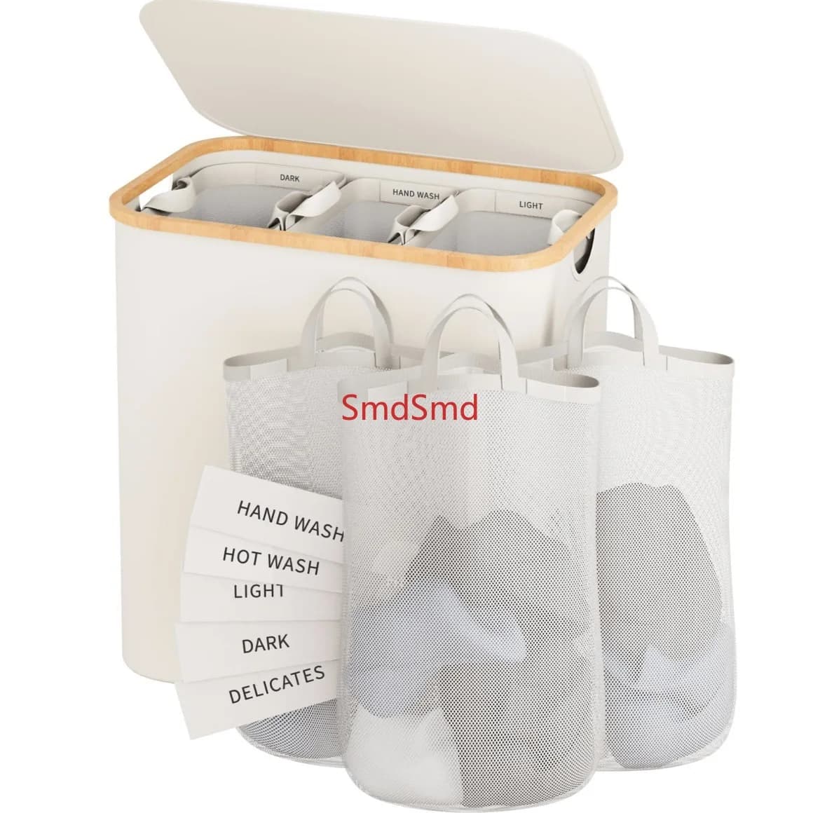 Laundry Basket 160L, Laundry Hamper Slim with Removable and Washable Inner Bag, Laundry Baskets with Handles