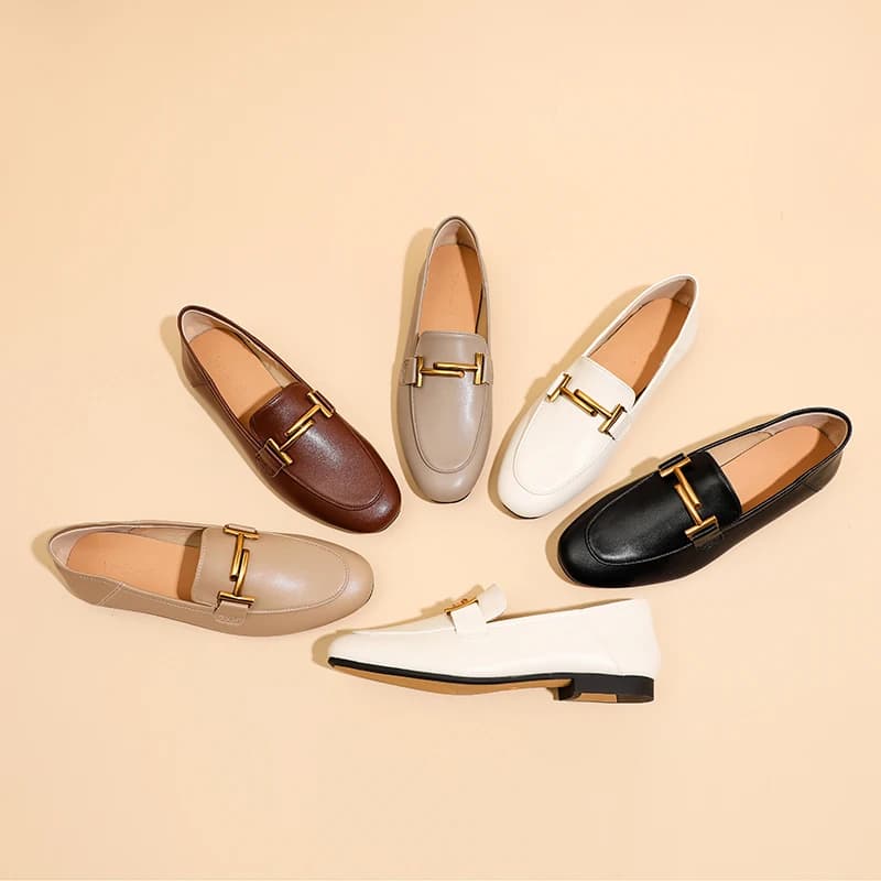 Women's Shoes Round Spring casual shoes with metal buckle Mocassini brief on Outdoor Covers Zapatos Mujer heel