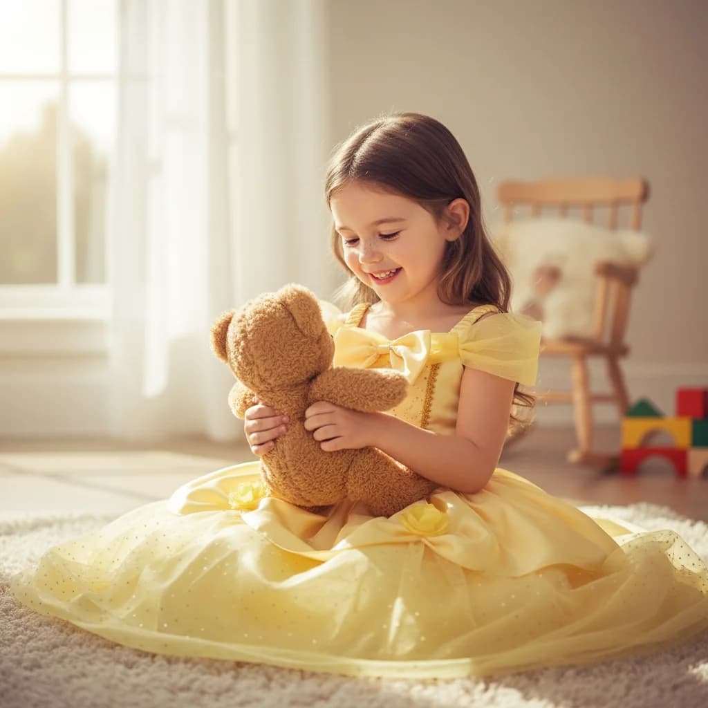 Princess Dress for Girls Soft Tulle Material with Bow Detail Flower Applique Skin-friendly Lining Carnival Birthday Costume