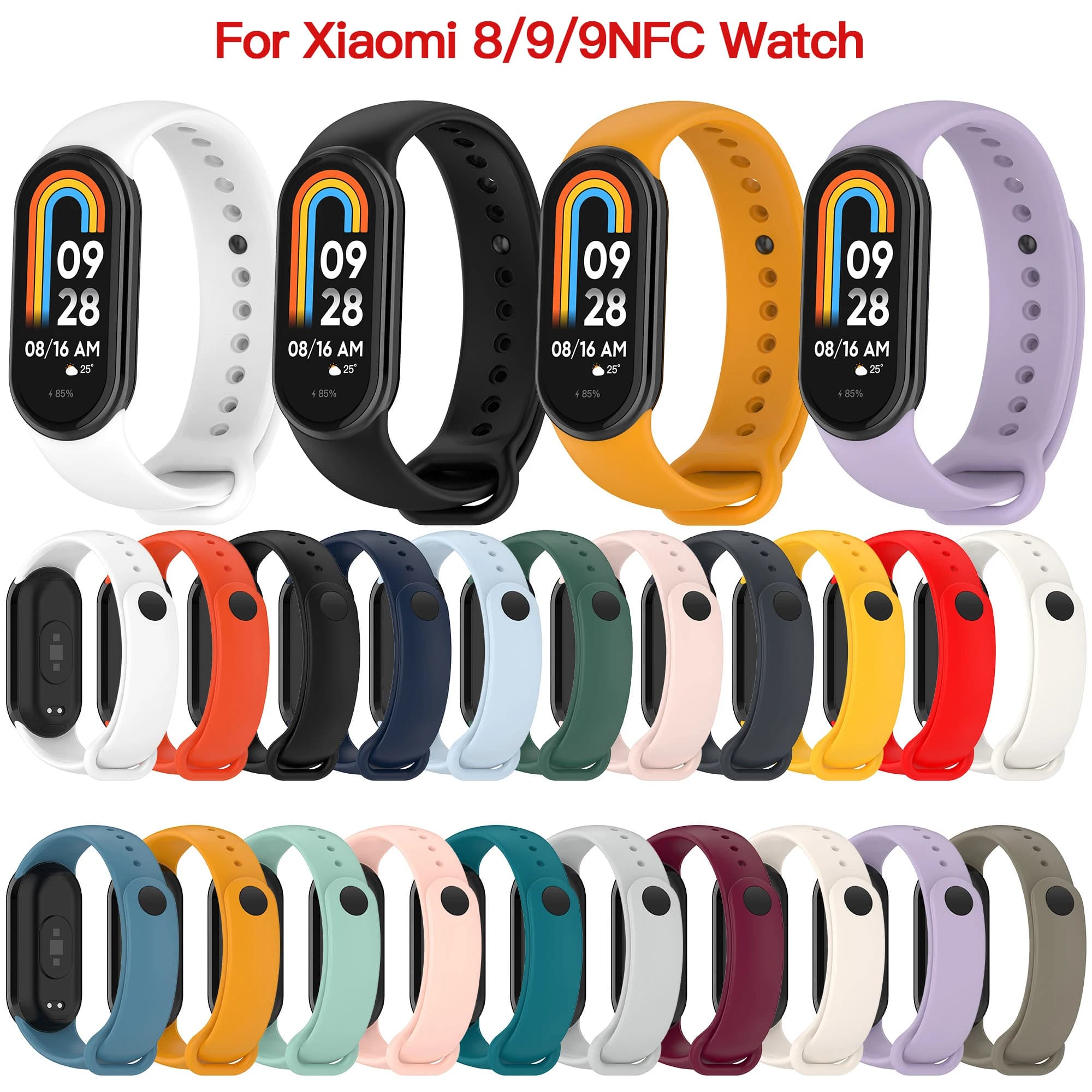 Cinturino in silicone per Xiaomi Mi Band 9 8 Sport Smart Watch Bracciale da polso Originale Band9 Band8 NFC Accessori per cinturino da polso Cinturino
