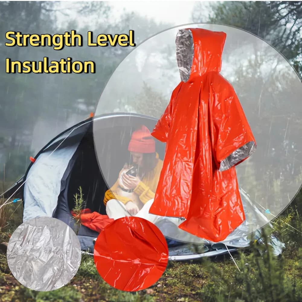 1/5 pezzi impermeabile di salvataggio di emergenza impermeabile caldo impermeabile termico riflettente impermeabile campeggio escursionismo Wwarm salvataggio spazio coperta