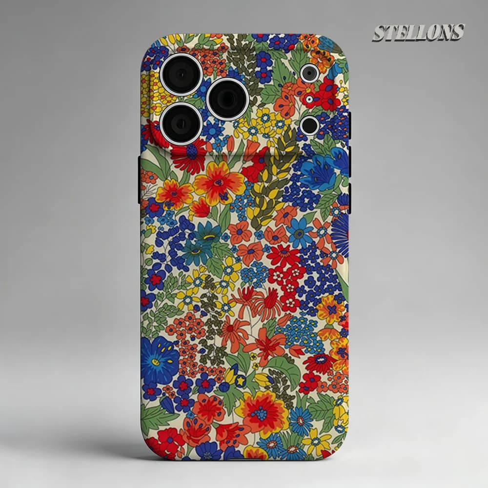 Retro Floral Phone Case For Magnetic Phone Case for IPhone 17 16 15 14 13 Pro Max Plus Single Double-layer tough Case