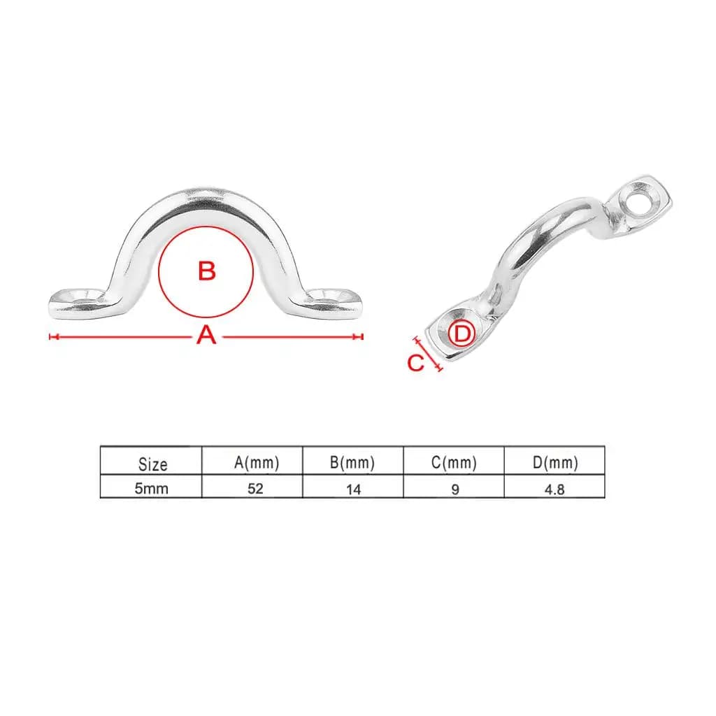 6 Pezzi Anelli a D in Acciaio Inox 316 Lucidato per Ancoraggio Corde, Accessori per Kayak e Barche