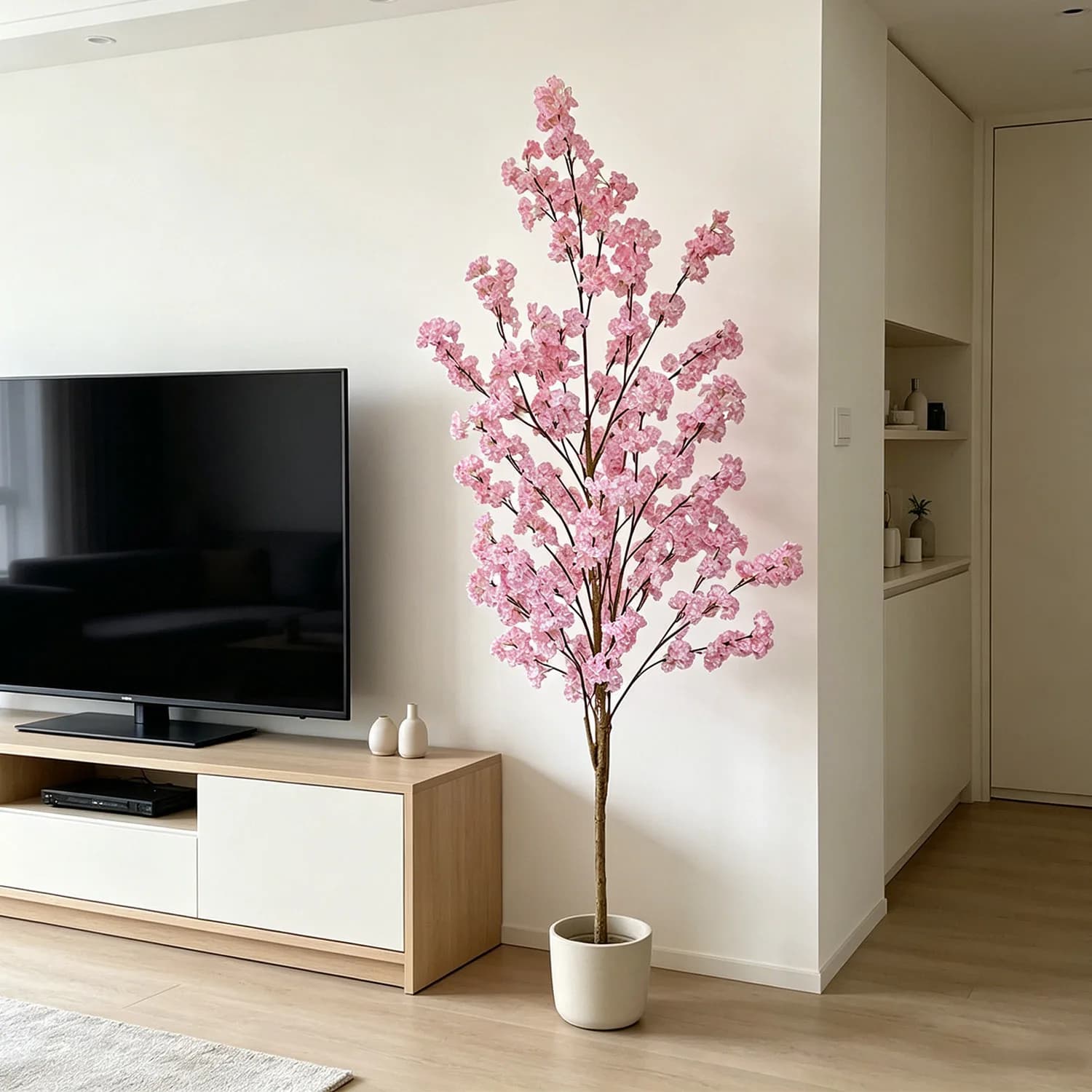 100-220cm Artificial Cherry Blossoms Plant Sakura tree Realistic Fake Indoor Faux Plant for Home Wedding living room Decoration