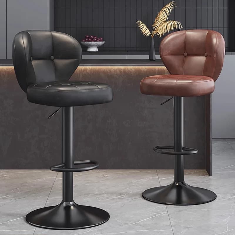 Sgabelli da bar di design di lusso in pelle Sedie da bar da gioco da bancone nordico minimalista con schienale Comodo mobili alla moda Cadeira