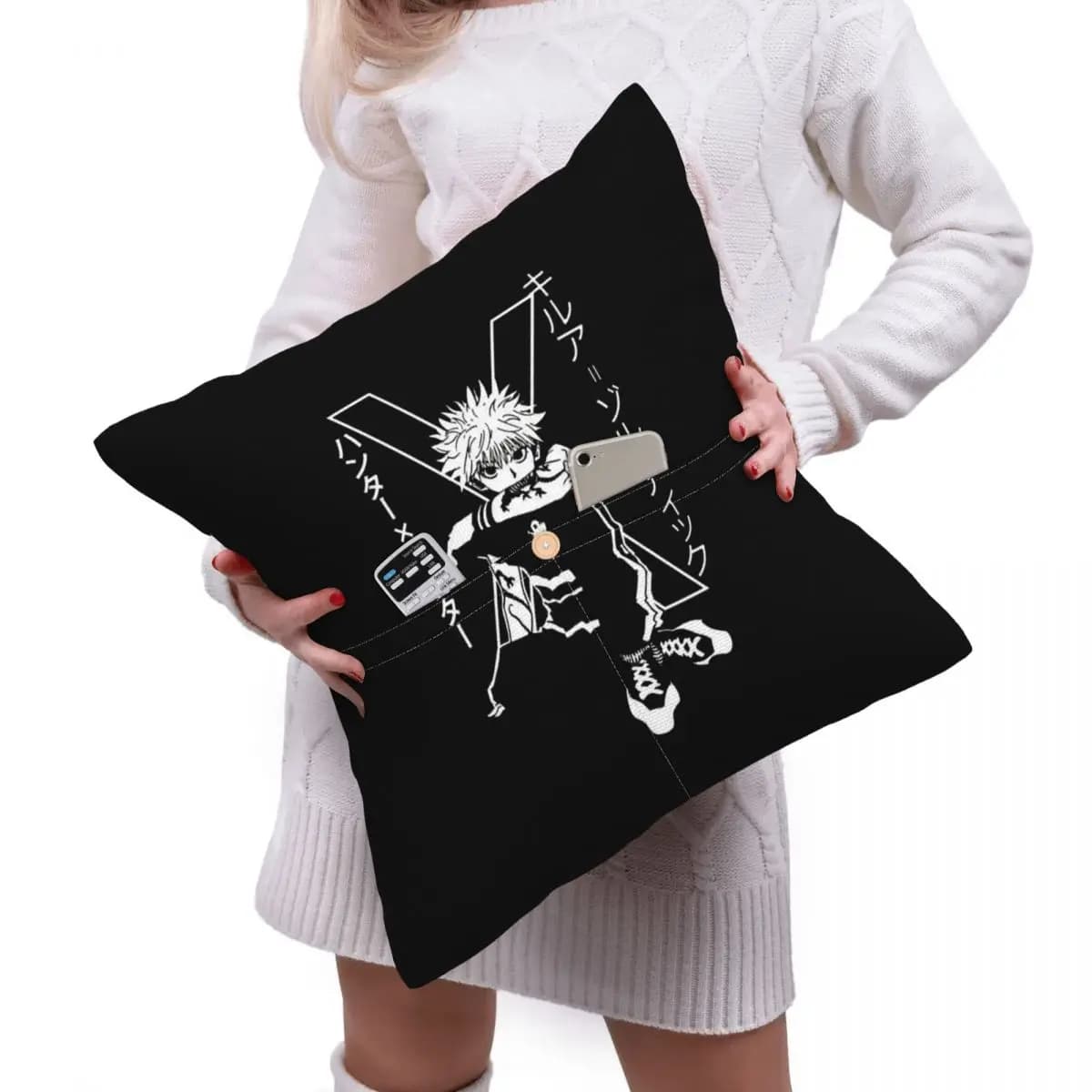 Killua Zoldyck Anime HXH Hunter X Hunter SquareLinen Pillowcase Cushion Cover Polyester Decorative Bed Home Comfort Throw Pillow