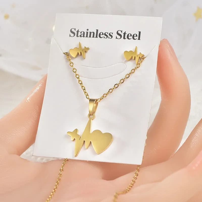 Set da 2 pezzi Collane e orecchini con ciondolo in acciaio inossidabile da donna Regali di gioielli per feste di nozze