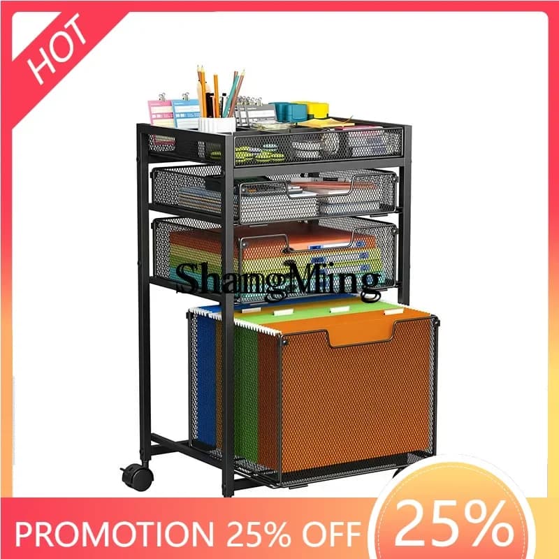 ZYY Carrello portaoggetti multifunzionale in metallo per ufficio, cassetto portaoggetti, ruota per file, cartella sospesa