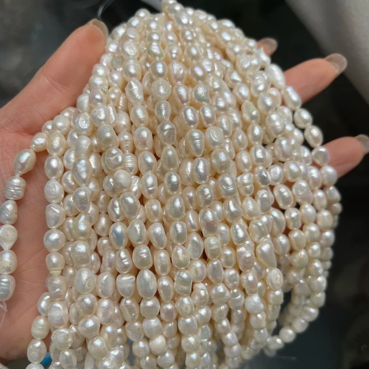 4/5/6/7/8/9/10mm 1 corda una perla d'acqua dolce naturale lucida perline allentate pendenti per le donne fai da te collana creazione di gioielli accessori