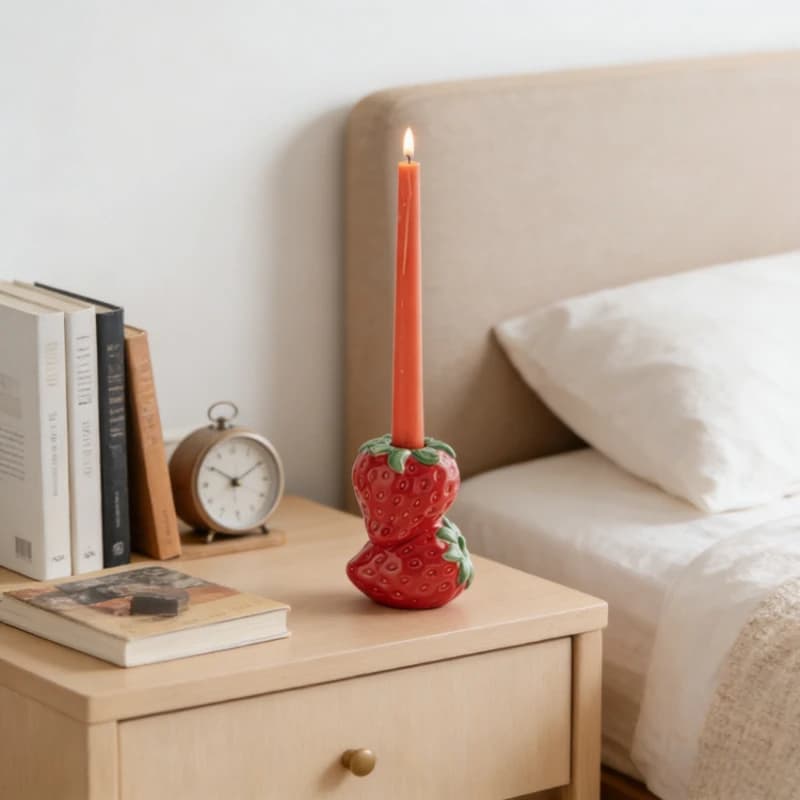 Ceramic Geometric Creative Fruit Shape Candle Holder Decorative Desktop Ornament for Home Living Room Bedroom Dining Table Decor