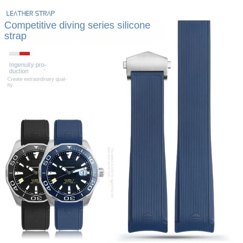 Blue Black Soft Silicone Watch Strap for R Tag Heuer Racing WAY101A Series Waterproof Rubber Watch Chain Watchband Men 22mm