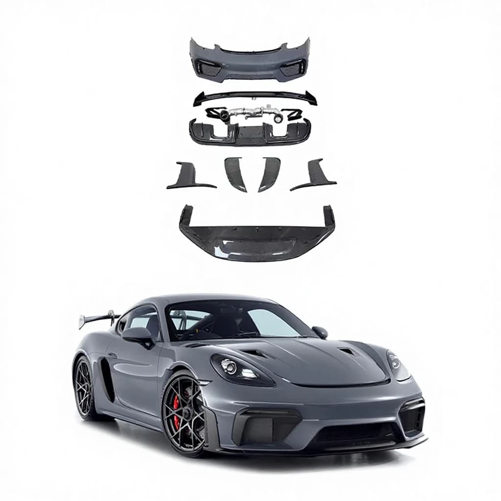 Tune GT4 RS Conversion Body Kit for 718 Cayman Boxster Auto Parts Front Bumper Rear Diffuser Exhaust Vent