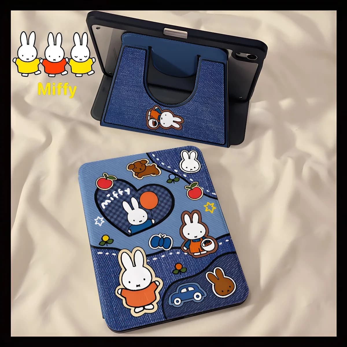 Custodia per tablet Kawaii Miffy Rabbit Palloncino Miffy Rabbit Ipad11 Rotazione 360 Air7 MINI7 Anti-goccia IPad 10a generazione