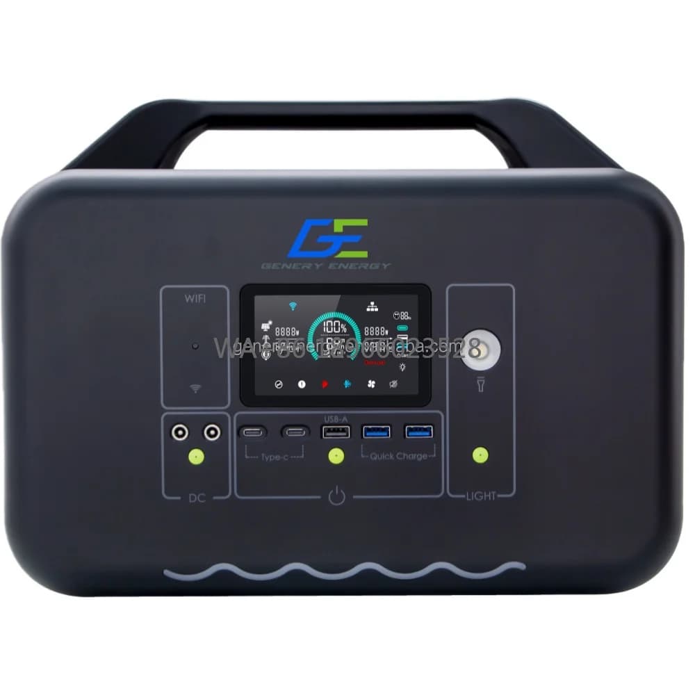 Stazione di Alimentazione Portatile Professionale 1000W con Schermo LCD, Onda Sinusoidale Pura, Pannello Solare, Batteria agli Ioni di Litio e Avviatore d'Emergenza