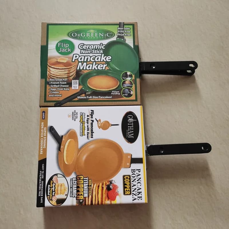 Foldable Double Sided Nonstick Frying Pan for Pancakes Cake Egg Breakfast Sandwich Portable Flat Skillet Home Kitchen