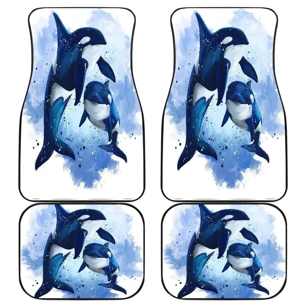 Tappetini per auto Killer Whale Sea Animal Set di 4 tappetini per auto universali adatti alla maggior parte dei veicoli
